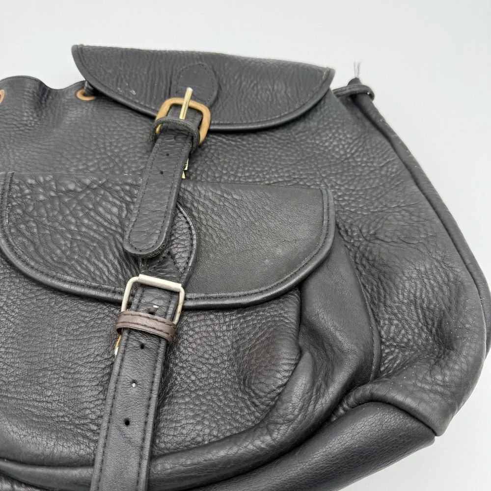 VTG Genuine Leather Rucksack Backpack Black Travel 12